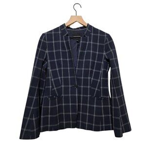 Banana Republic Navy Windowpane Split Flare Sleeve Blazer Sz 2